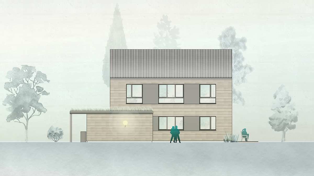 05_Doppelhaus_aus_Holz_Geringe_Hoehe_Indiviuelle_Doppelhaushaelften_Sitzfenster